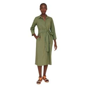 XiRENA Olive Midi Dress with Waist Tie